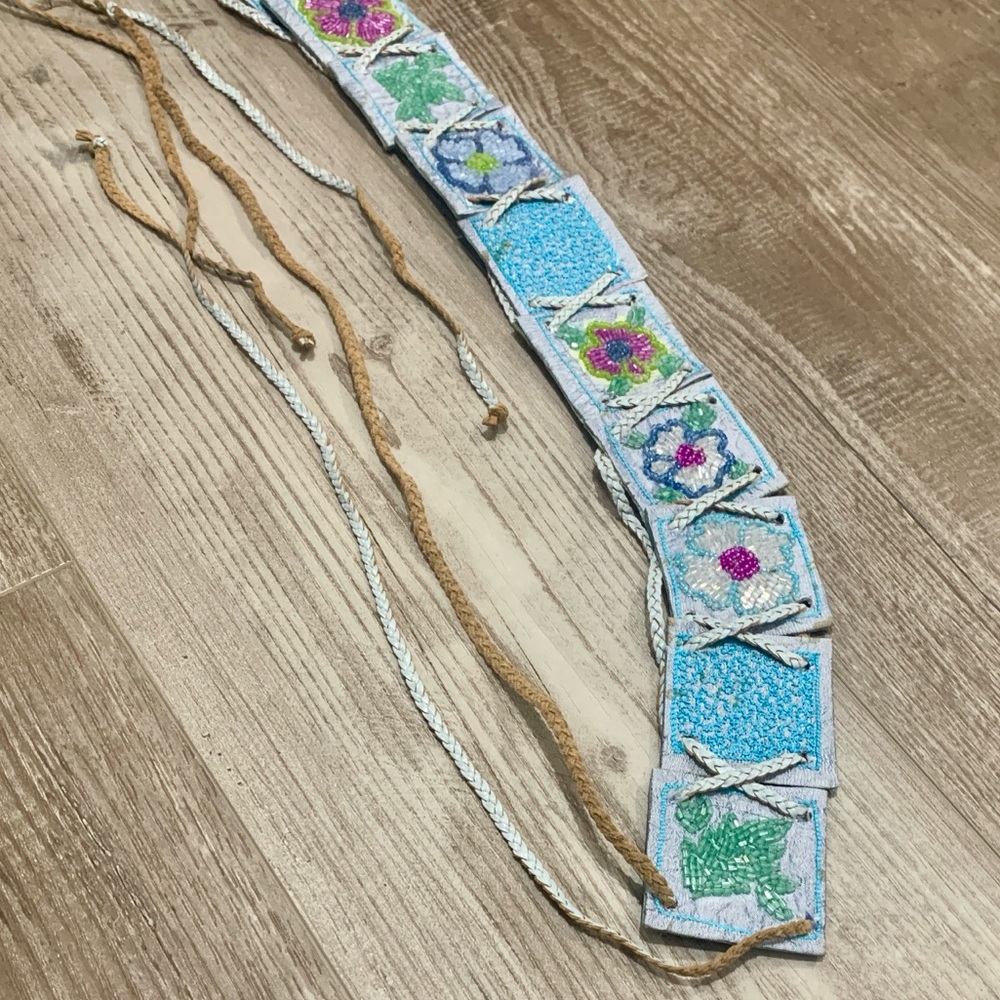 Chan Luu Floral Beaded Belt - Lt Blue - Picture 7 of 11